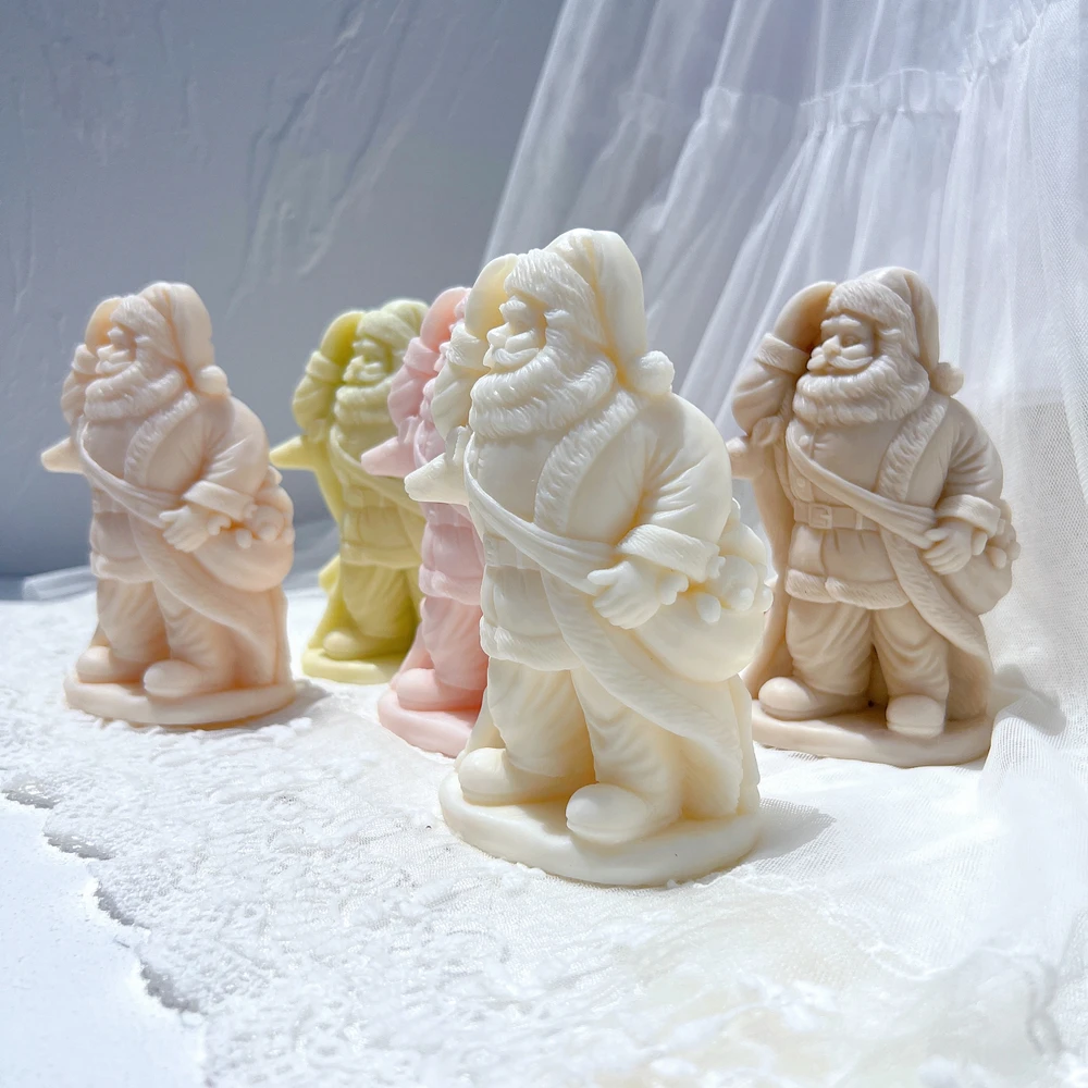 Deer Santa Claus Candle Mold Father Christmas Resin Silicone Mold Kriss Kringle Plaster Gypsum Mould For Christmas Art Sculpture