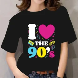 3D Printed Love 80s 90s T Shirt For Women Colorful Pattern Short Sleeves Casual Harajuku Streetwear O-Neck Tees Loose T-Shirts
