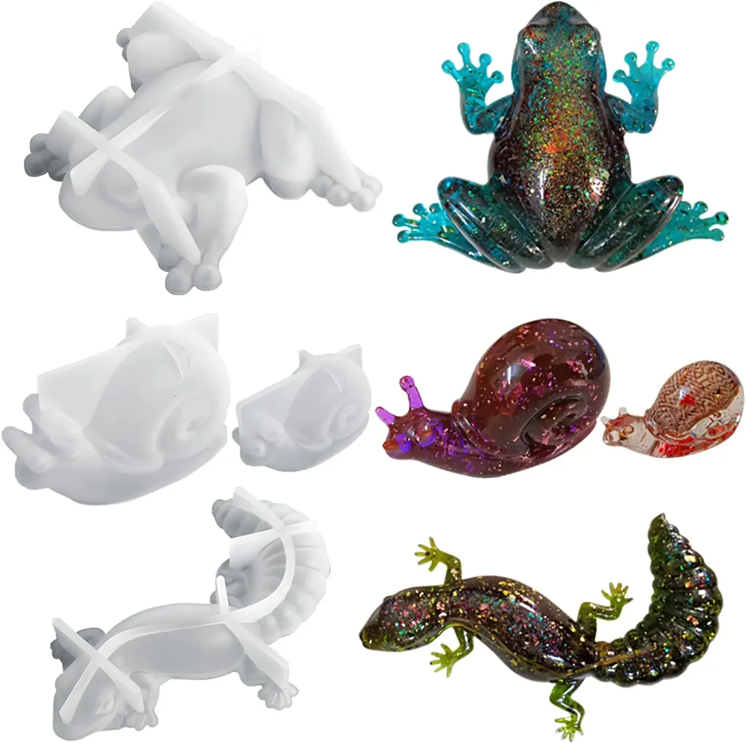 DIY Crystal Epoxy Resin Mold Easter Frog Lizard Snail Small Animal Ornament Silicone Mold