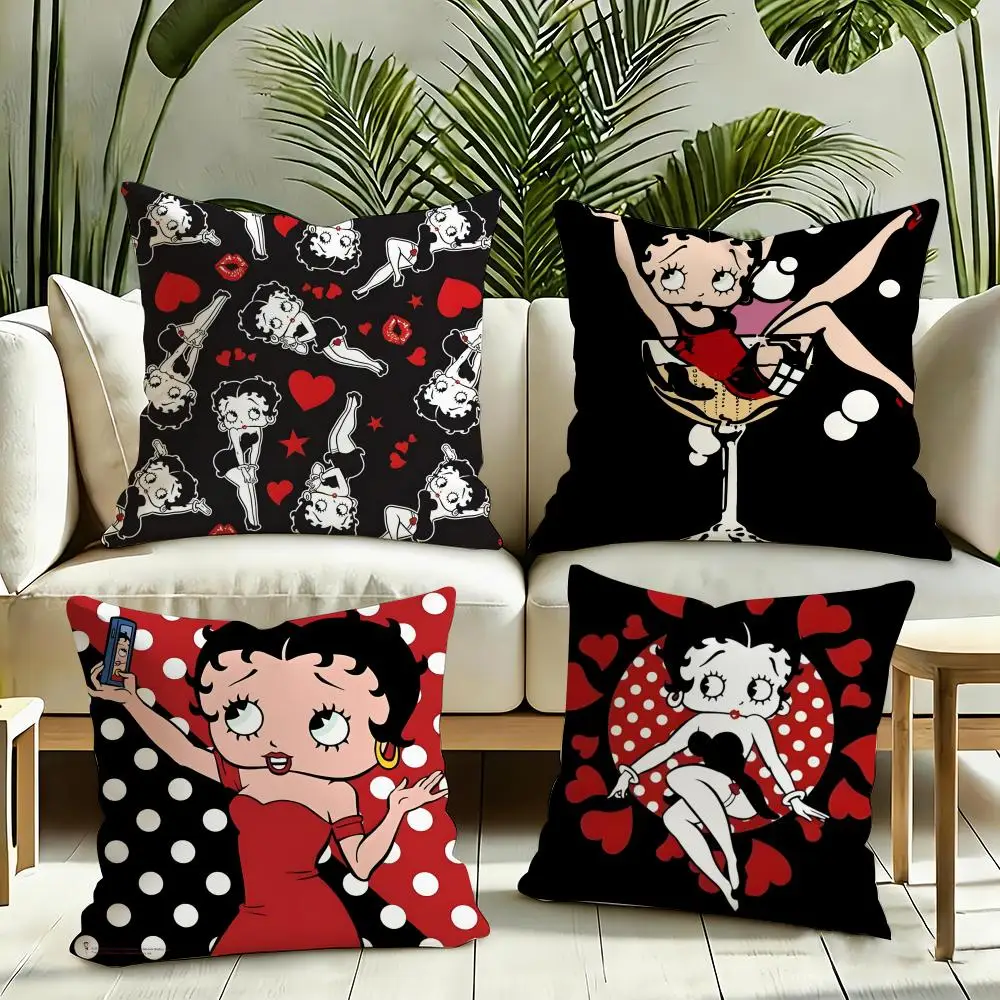 B-Betty BoopS Sleeping Cushion Cover Reversible Plush Pillow Cover Soft Fluffy  Home Decor for Sofa Bedroom