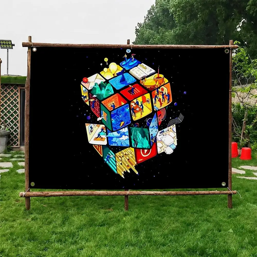 R-Rubiks Cubes Flags Flag Soft Skin-friendly Durable Tapestry Outdoor Party Home Living Room Bedroom Decoration