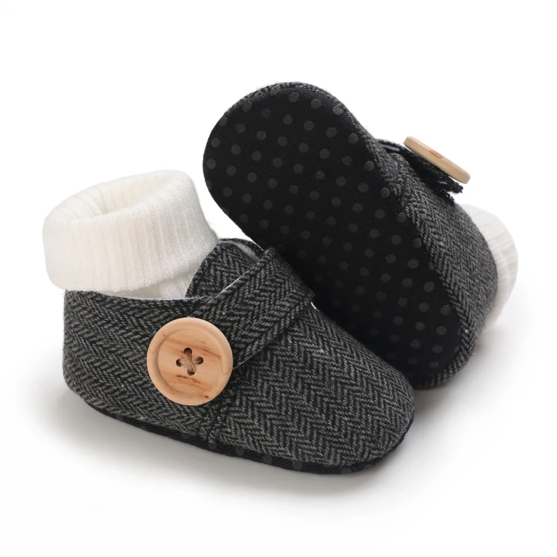 أحذية مسطحة عصرية للأولاد الصغار مصنوعة من جميع القطن ناعمة ومريحة ومناسبة لأحذية المشي لحديثي الولادة من عمر 0 إلى 18 شهرًا