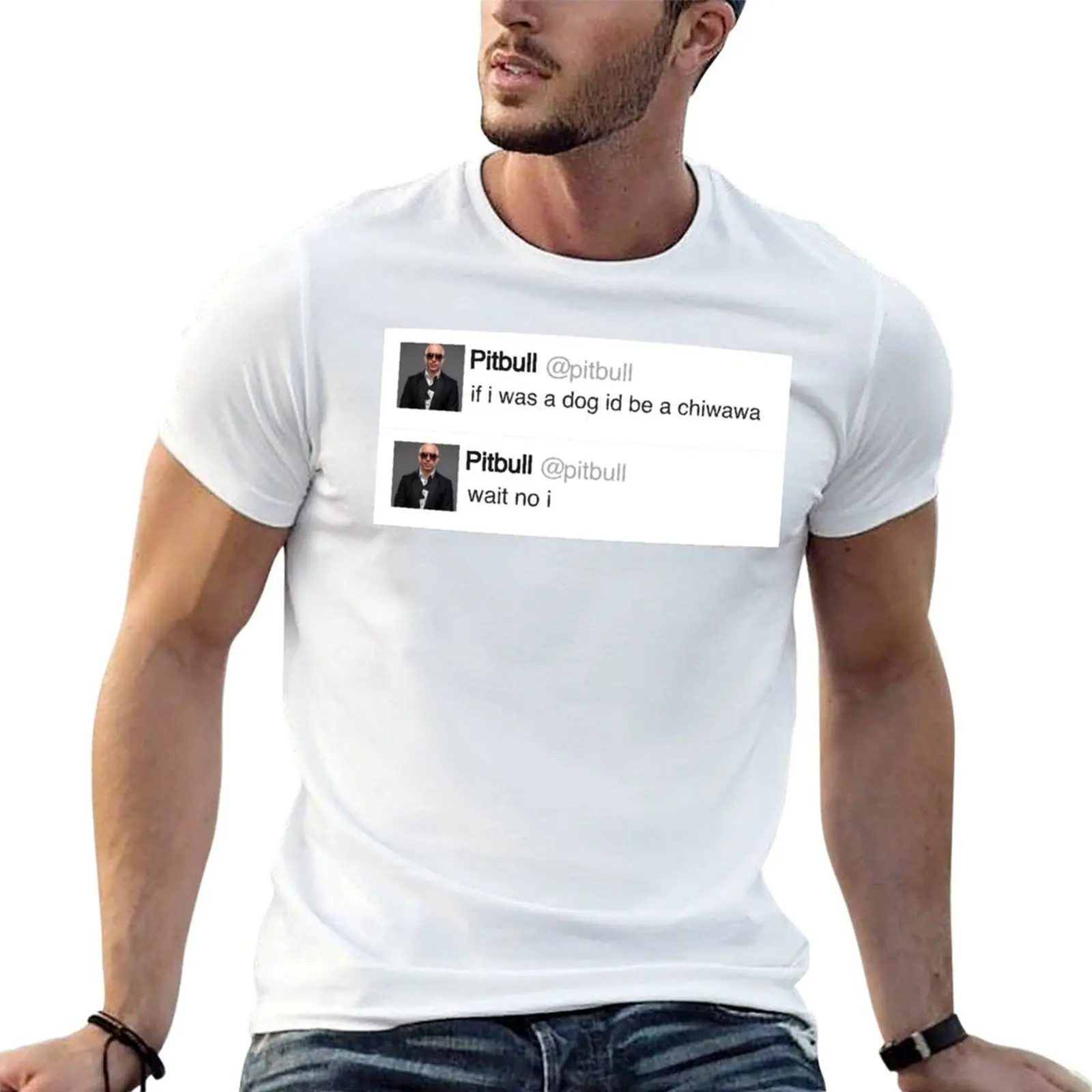 Pitbull tweet T-Shirt t shirt for man 100 percent cotton t shirt for man funny t shirts cotton T-shirt