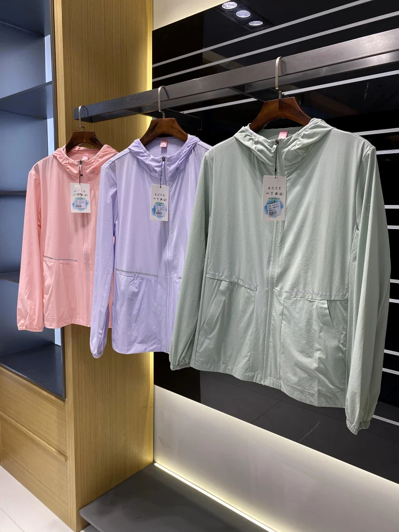 Protection UV légère et respirante pour femme, coupe-vent, protection solaire à capuche, sport Jaet Nylon Spandex, coupe ample, fermeture éclair...