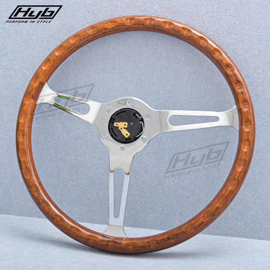 Retro 15Inch Steering Wheel Wood Color Vintage Tuning Drift Classic Sim Racing Steering Wheel