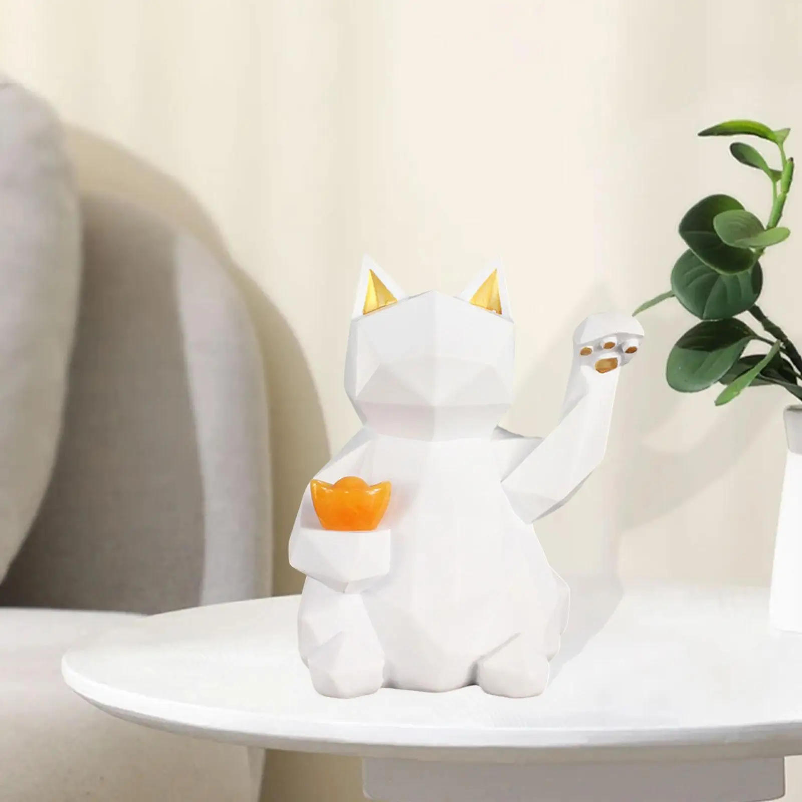 

Cat Statue Animal Sculpture Birthday Gift Kitten Figurine Desktop Ornament for Shelf Office Bedroom Centerpiece Cabinet