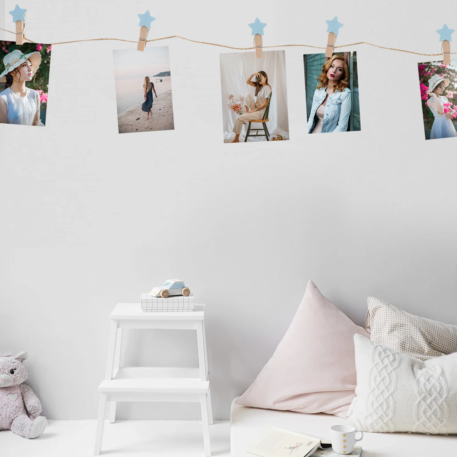 

100Pcs Wood Star Photo Clips 3.5cm Wooden Clips for Hanging Photos Craft Projects Home Decor Photo Clip