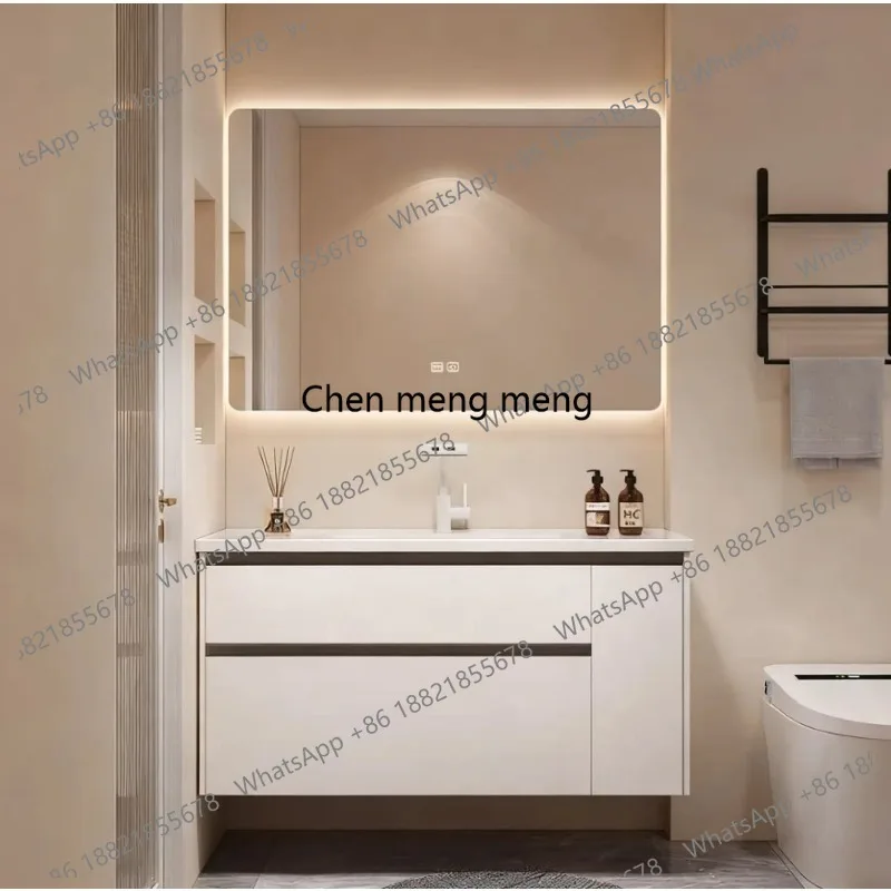 Eucalyptus bathroom cabinet large storage with basket drawer toilet hand wash basin cabinet combination washstand
