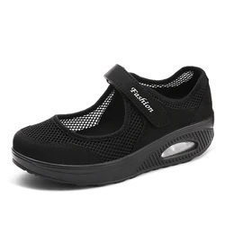 Women Mesh Flat Shoes Sneakers Platform Shoes Woman Loafers Breathable Air Mesh Swing Wedges Shoe Breathable Flats