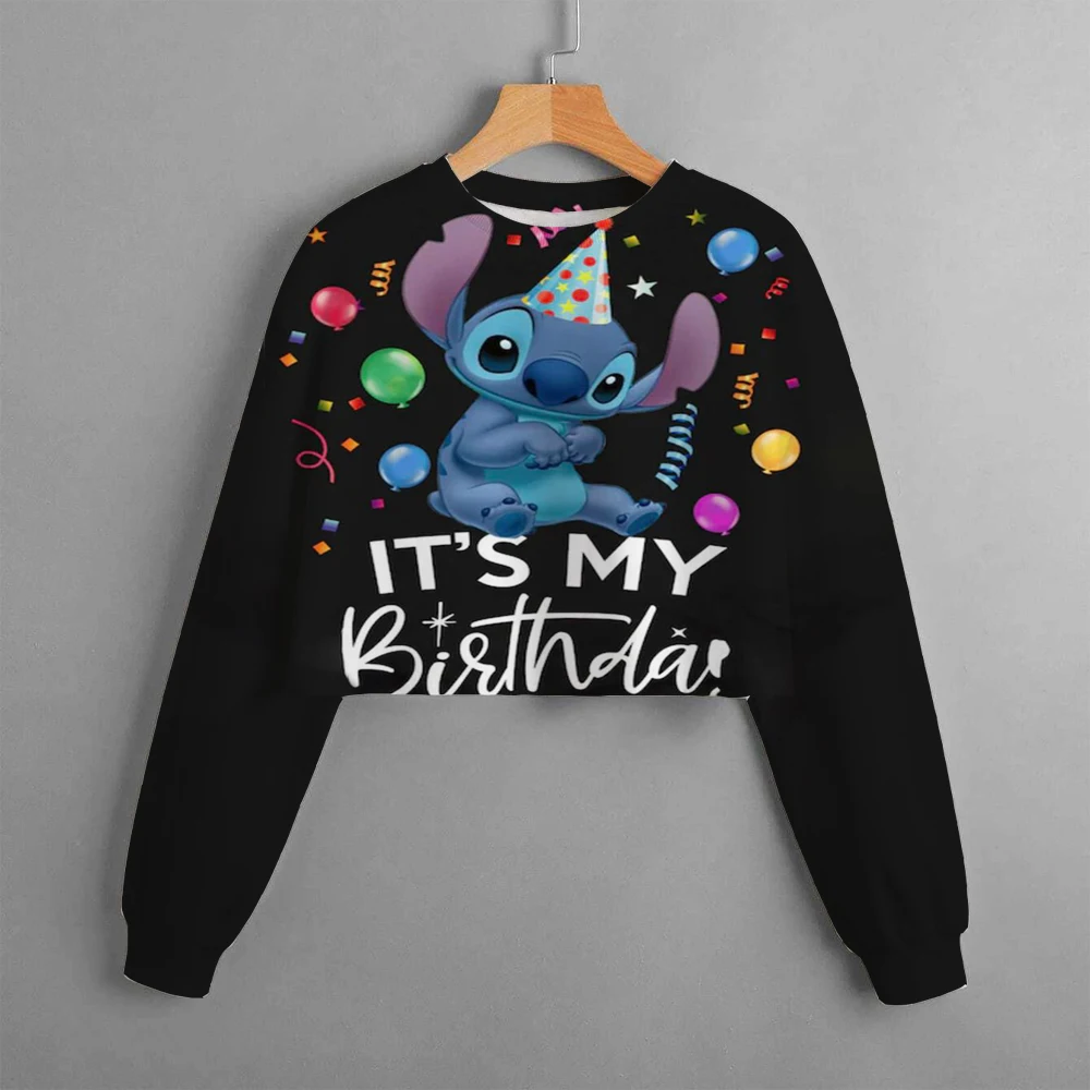 Casual New christmas Disney Children\'s Clothing Print Girls Short Hoodie Sweater Stitch Comfortable and Cute Top