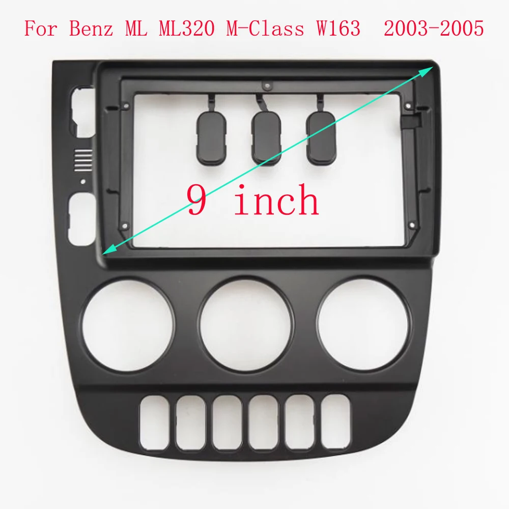 9 inch  Car Frame Fascia Adapter Canbus Box Decoder Android Radio Dash Fitting Panel Kit For Benz ML ML320 M-Class W163