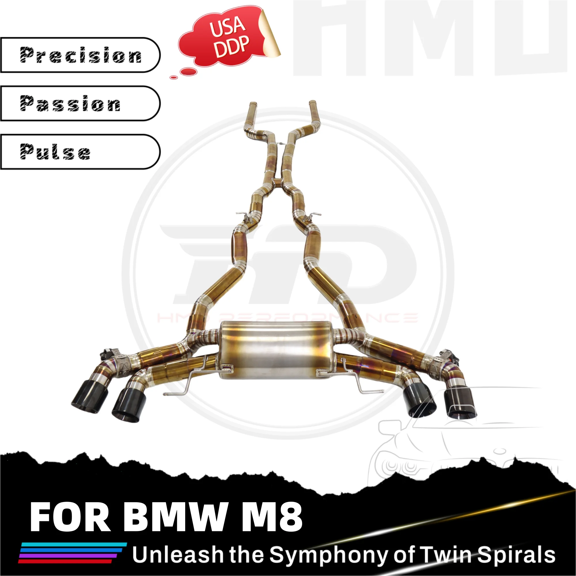 

HMD Лидер продаж TC4 Catback выхлоп для BMW M8 2018+ с электронным клапаном выхлопной трубы равномерной длины наконечники глушителя