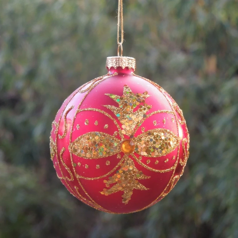 Free Shipping 8pcs/pack Diiameter=8cm Red Series Christmas Ball Hanging Pendant Globe Decorative Handmade Ornament Friend Gift