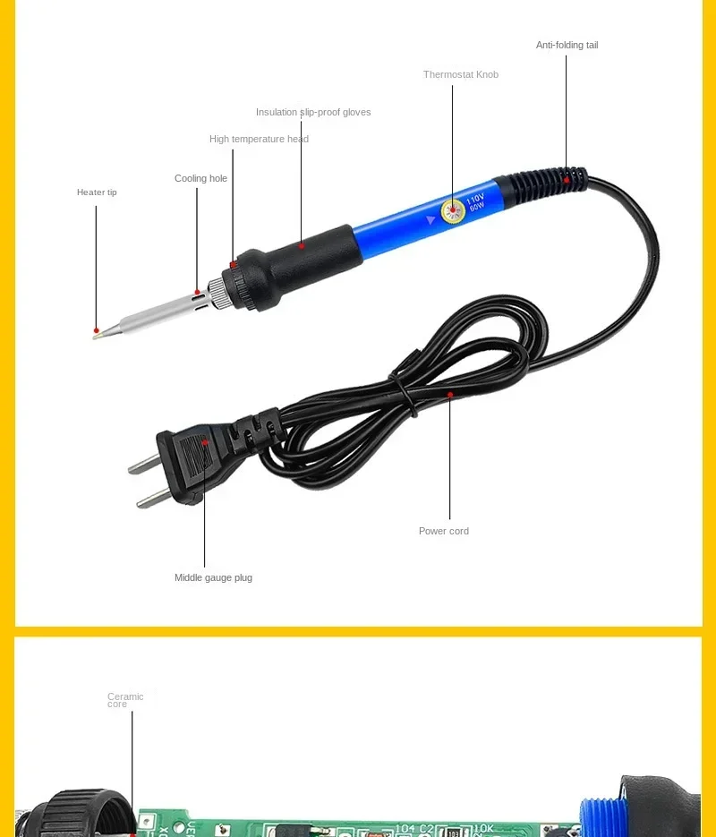 Imagem -06 - Eua au uk Plug Temperatura Ajustável Ferro de Solda Elétrica 220v 60w Solda Estação de Retrabalho Calor Lápis Dicas ue