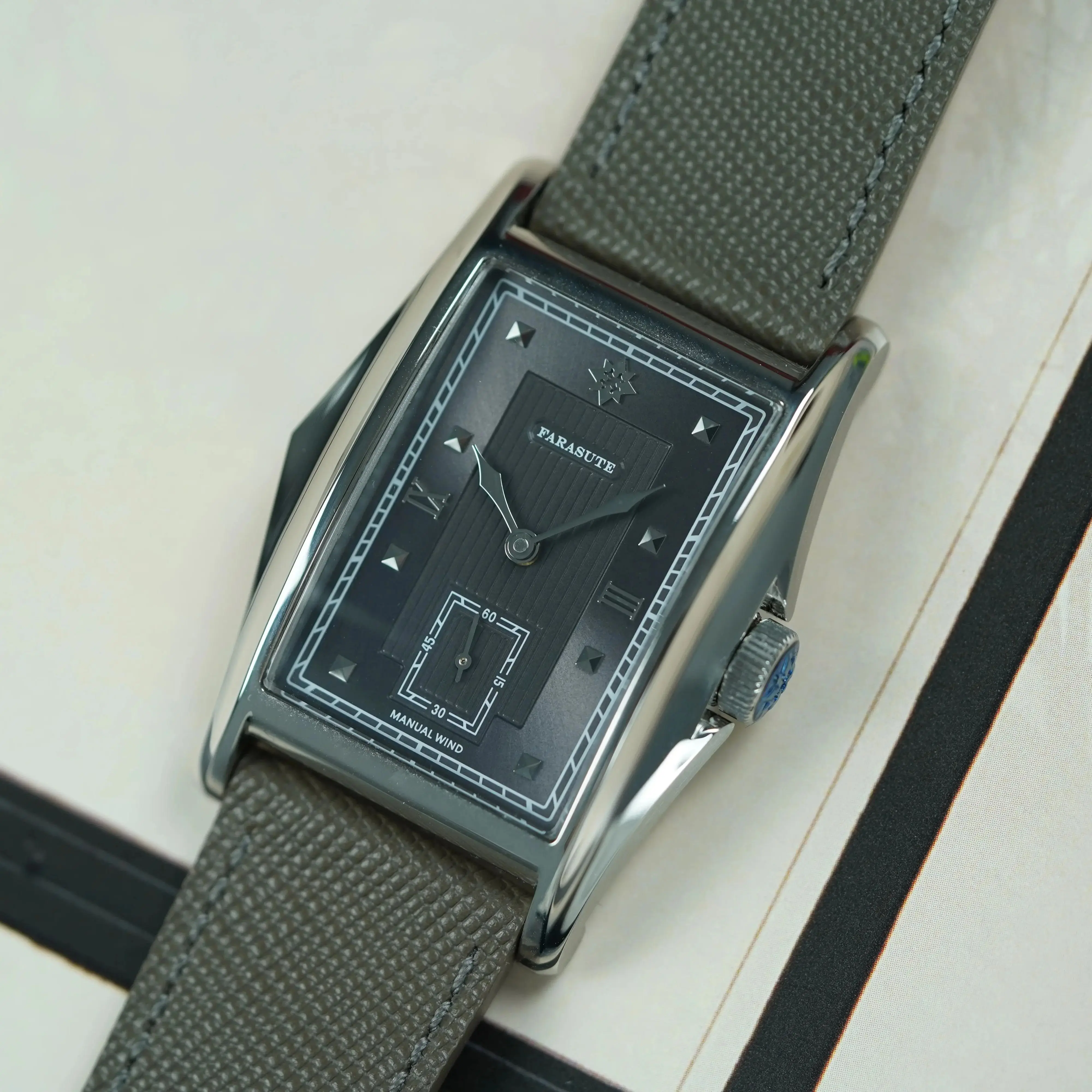 

FARASUTE Men Automatic Watch Luxury 33mm Rectangle Mechanical Wristwatch Sapphire 30m Waterproof ST17 Small Second Dial