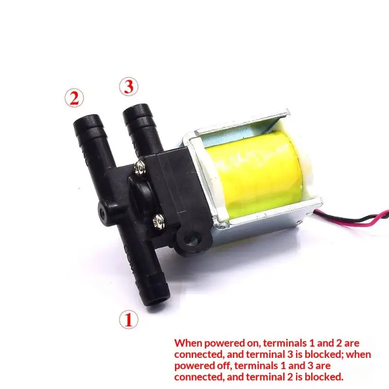 

1 шт. 2-позиционный 3-ходовой электромагнитный клапан постоянного тока 12 В для воздуха и воды, регулятор потока для робота-пылесоса, для чистки полов и ковров