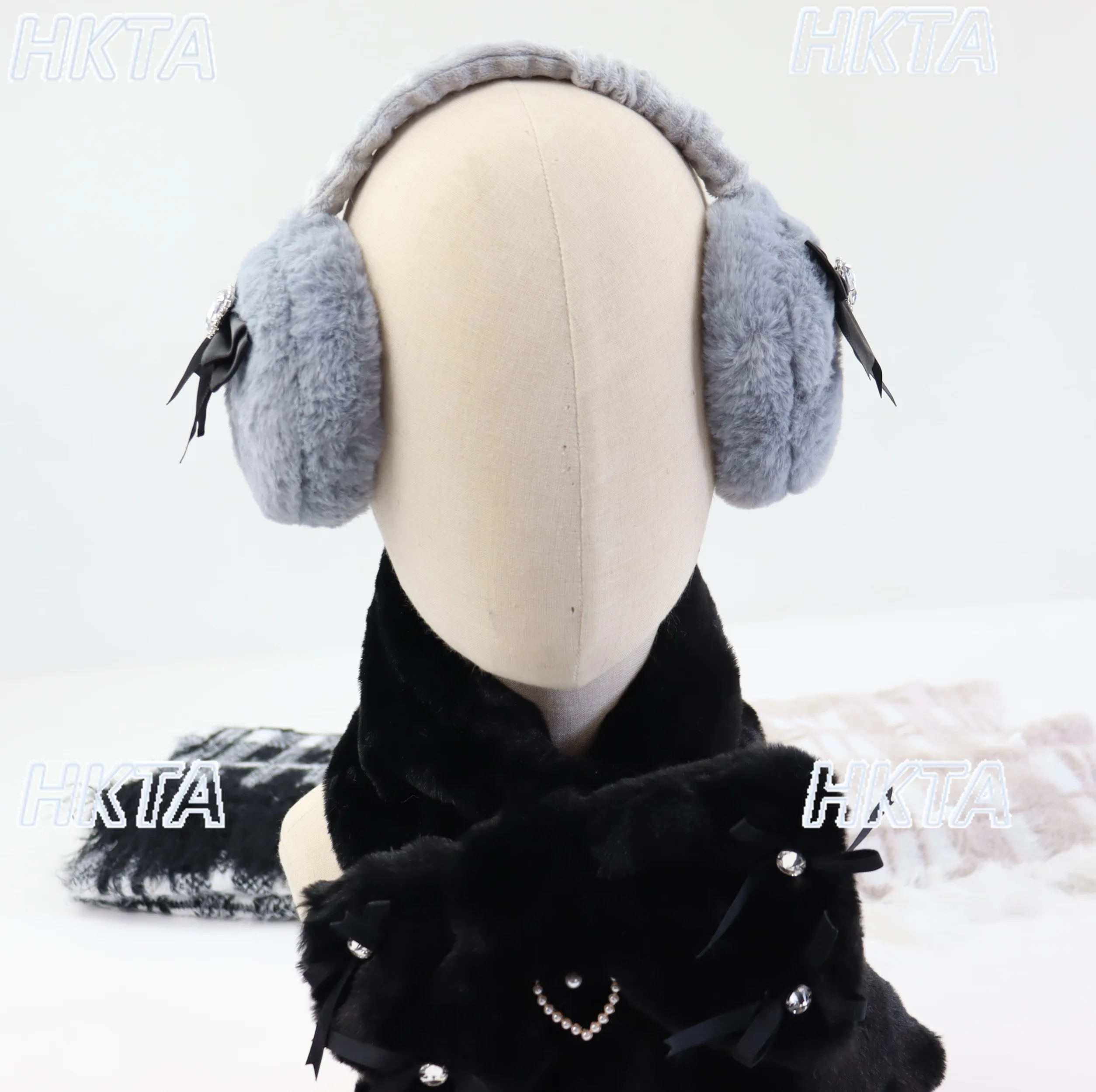 النمط الياباني الحلو رقيق القوس الأذن يفشل للنساء شتاء دافئ حجر الراين مزين لطيف الحلو غطاء للأذنين اكسسوارات قابل للتعديل #6