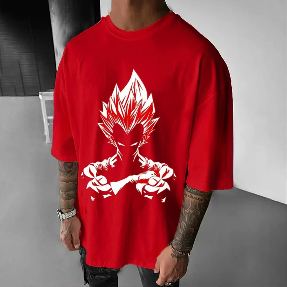 Camiseta gráfica de gran tamaño para hombre Dragon Ball Saiyans, ropa de algodón con cuello redondo de Anime Y2k, camisetas holgadas de manga corta para mujer, camisetas de verano
