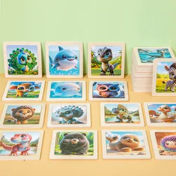 6pcs Wooden 3D Jigsaw Puzzle Cartoon Animal Tangram Puzzles Kids Children Educational Learning Toys Gifts Parent-Child Game