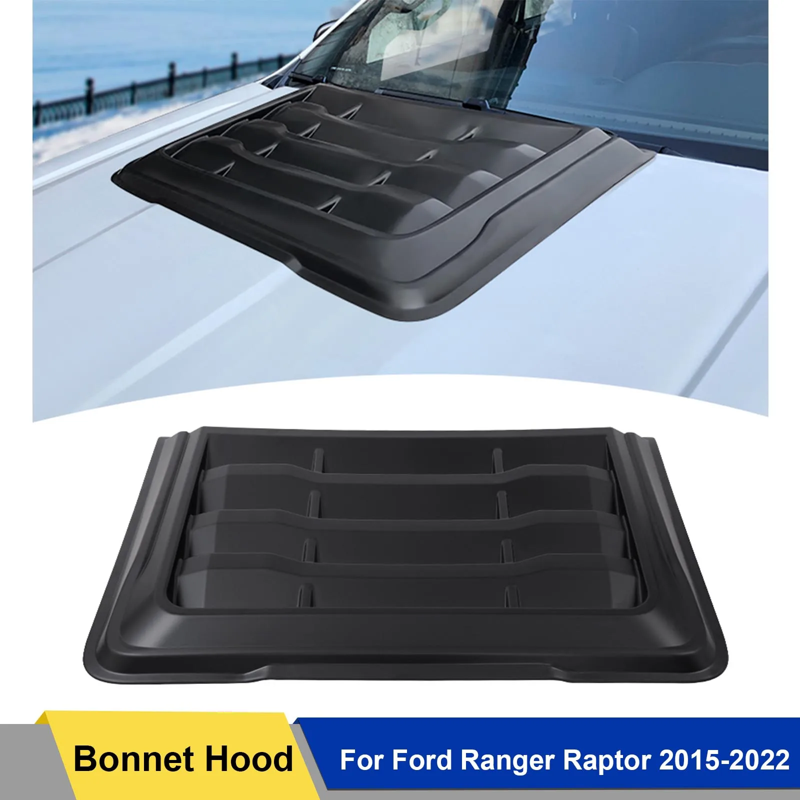 

Bonnet Protector Matte Black Bonnet Hood Scoop Cover For Ford Ranger Raptor 2015 2016 2017 2018 2019 2020 2021 2022