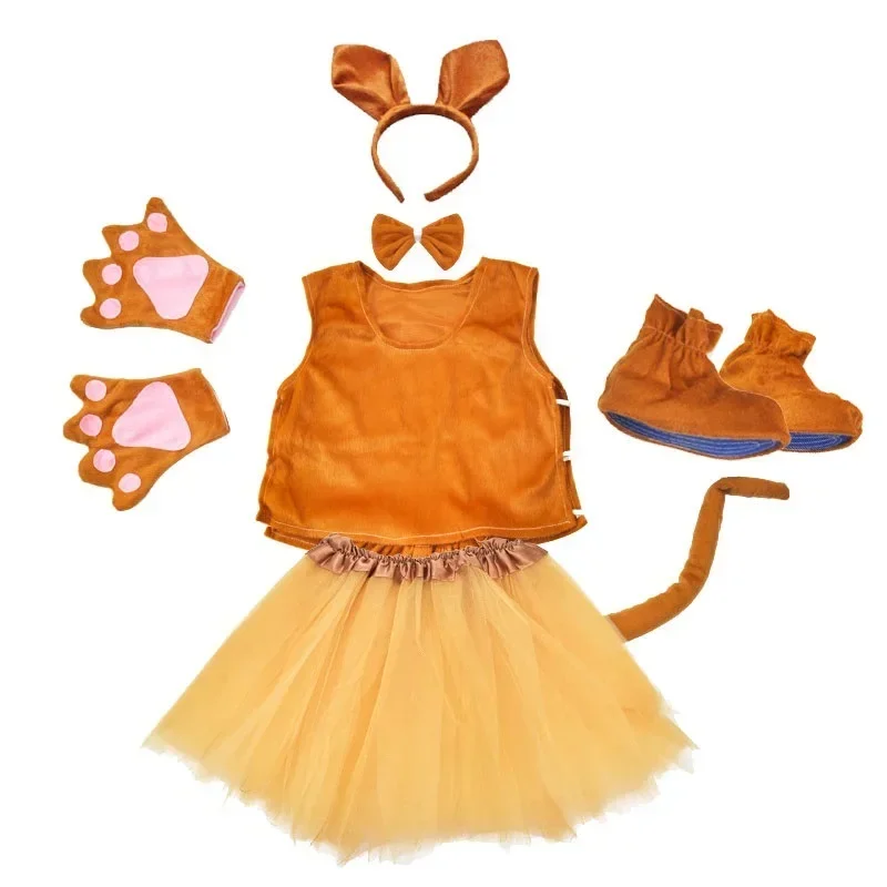 Disfraz de canguro para niños y niñas, vestido de fiesta de cumpleaños, diadema, ropa, zapatos, tutú de cola para Halloween