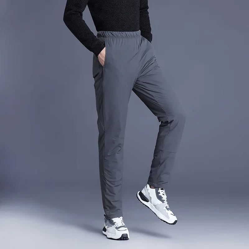 Zimowe męskie damskie spodnie outdoorowe do wędrówek, ocieplane puchem kaczym 90%, ciepłe, grube, codzienne spodnie dla par, wypełnione puchem kaczym, model PT-608