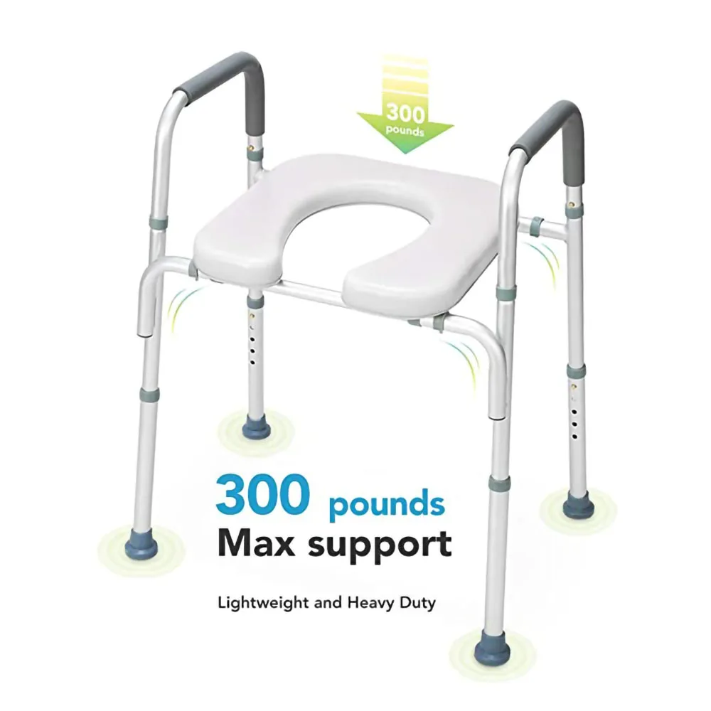 Height adjustable raised toilet safety seat frame aluminium mobility elderly disabled support over toilet frame