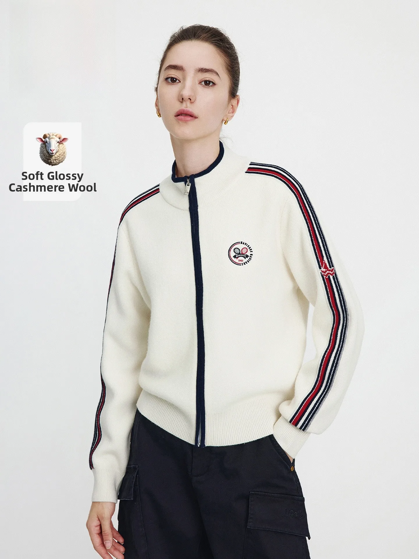 

Женский вязаный кардиган Navigare из шерсти, повседневный, весенний, новый, с контрастными цветами и узором «Маленькая парусная лодка», для отдыха