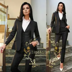 Le donne nere si adattano al vestito da lavoro femminile 3 pezzi abiti da sposa Slim Fit per le donne Set festa femminile Prom 3 pezzi costumi da bagno