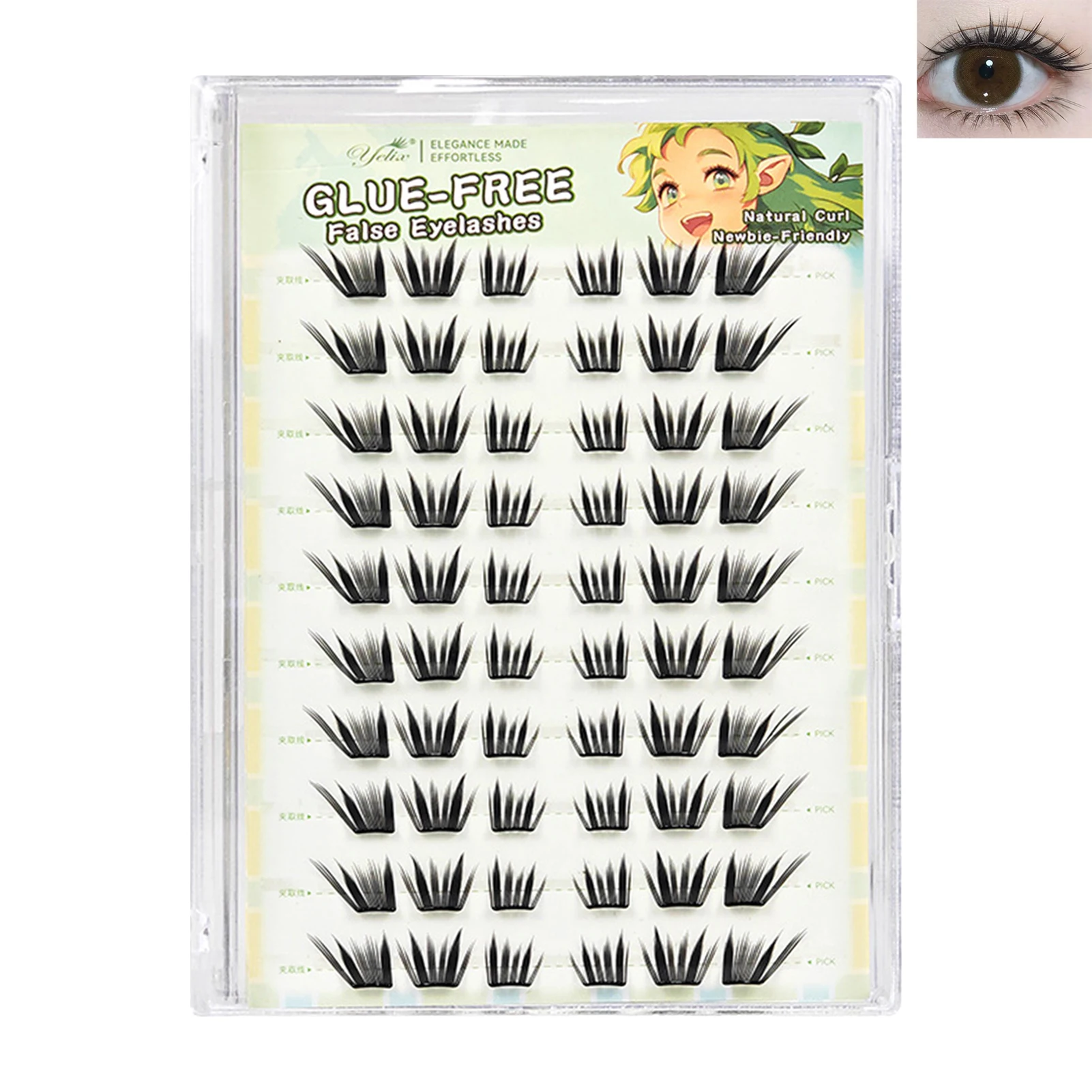 接着剤不要のつけまつげ エクステンション シングルクラスター 0.07mm ブラック 8.5～12.5mm ミックス長さ Cカール 高品質ファイバーラッシュ まつげ