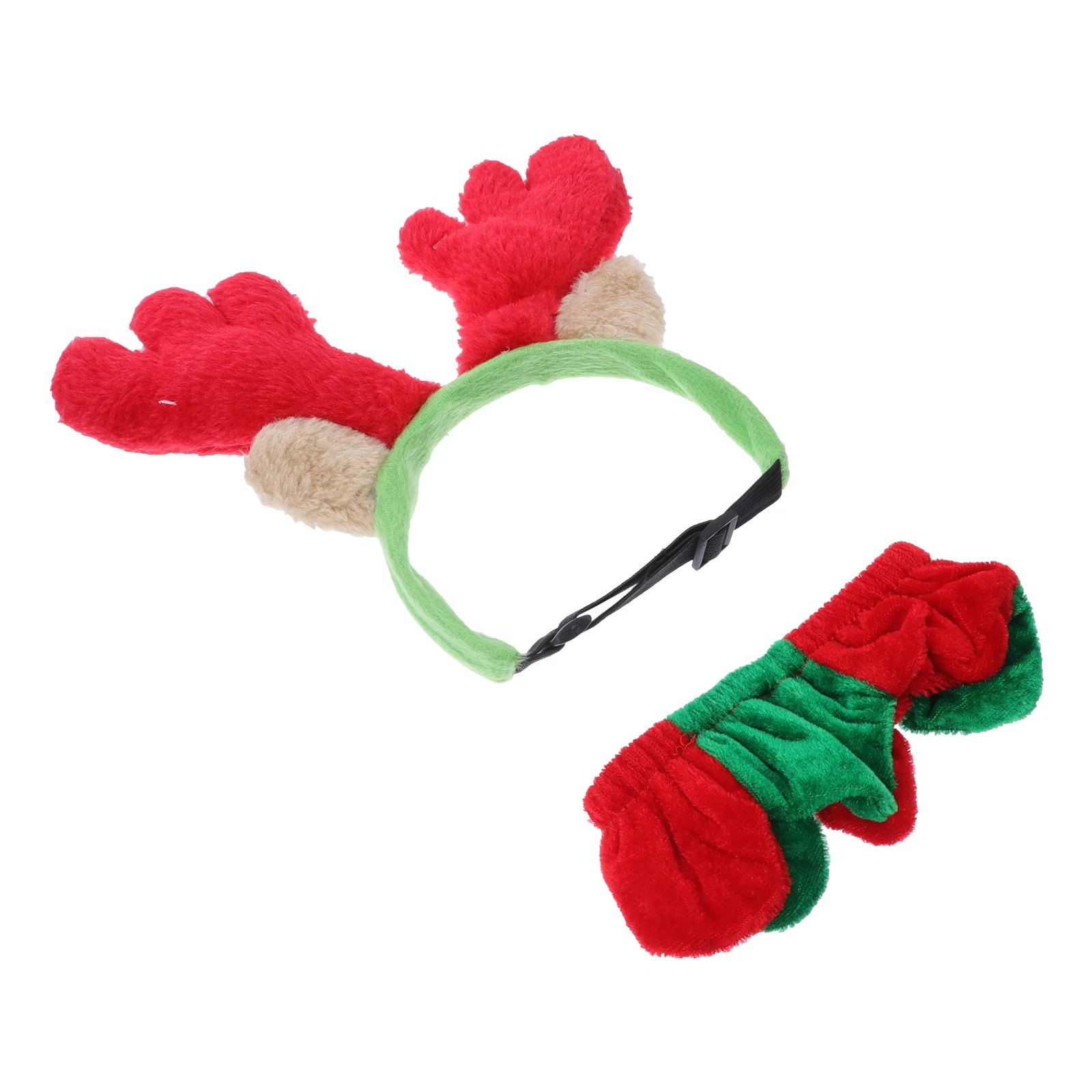 

2Pcs Christmas Pet Headb s Reindeer Antlers Cat Dog Neck Collar Red Green Polyester Hairb Decorations Festive Theme