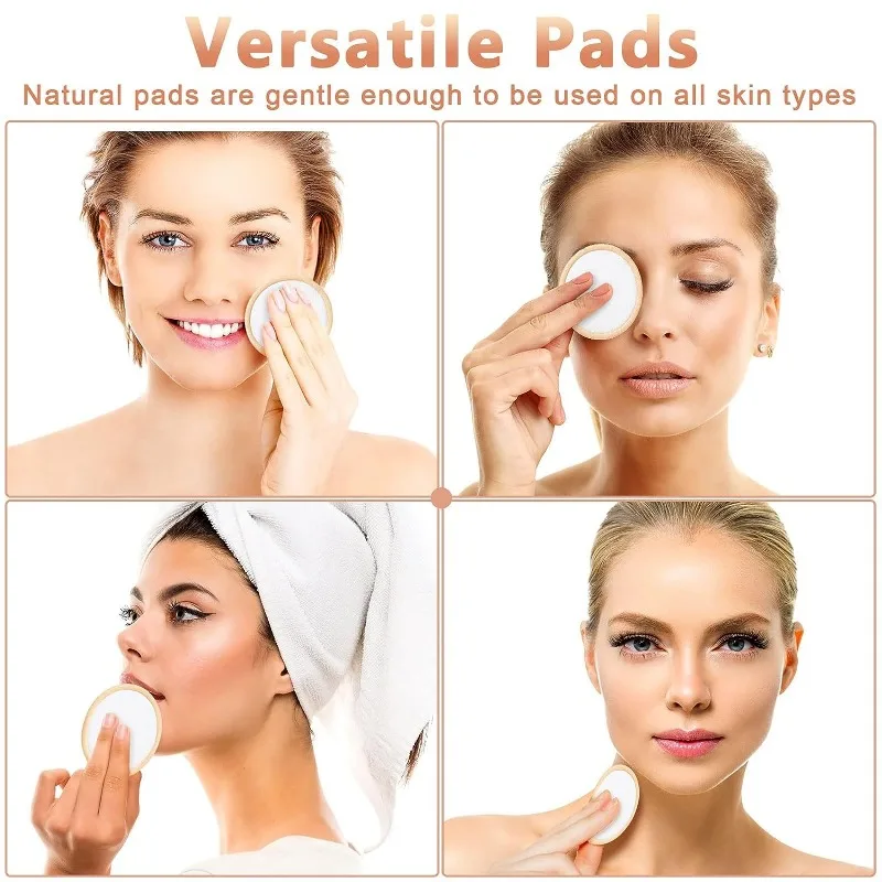 10 Pieces Reusable Makeup Remover Pads Natural Washable Cotton Rounds for Types Washable Make up Pad with Laundry Bag