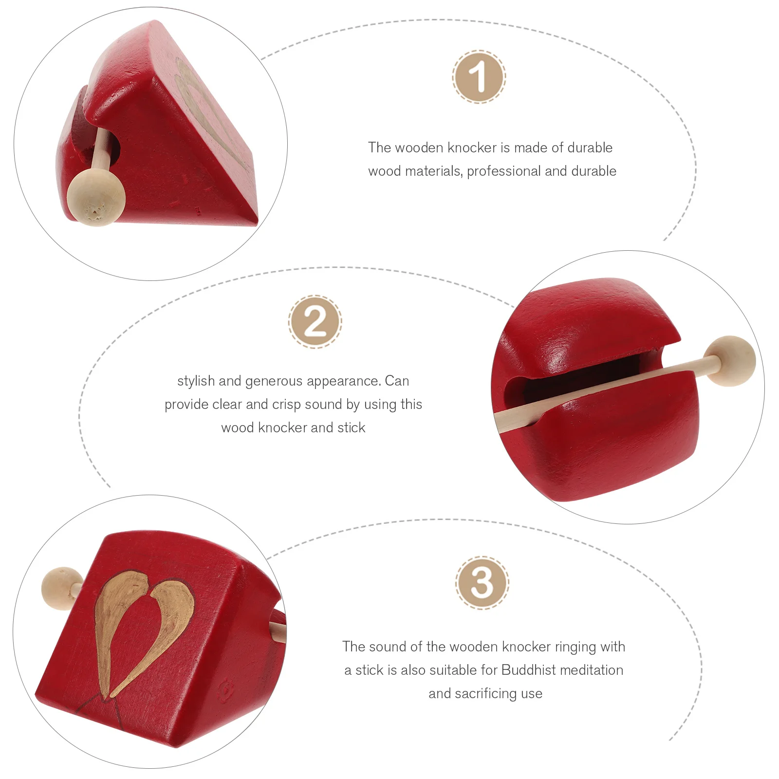 1 مجموعة مطرقة خشبية عصا البوذية آلة موسيقية المهنية دائم صنعة بديعة واضح هش الصوت في وقت مبكر