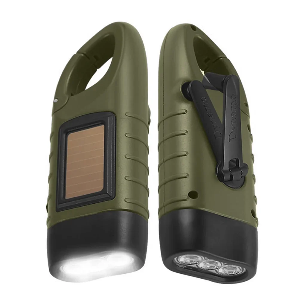 

Hand Crank LED Flashlight Portable Tent Light with Solar Power Long-Range Emergency Torch for Outdoor Camping Hiking
