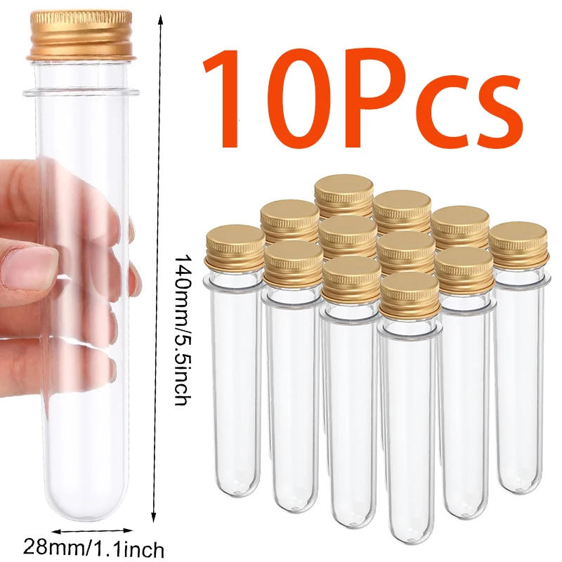 10Pcs 40ml Plastic Test Tube Capsule Data Cable Earphone Facial Mask Candy Shoelace Cylindrical Transparent Packaging Bottle