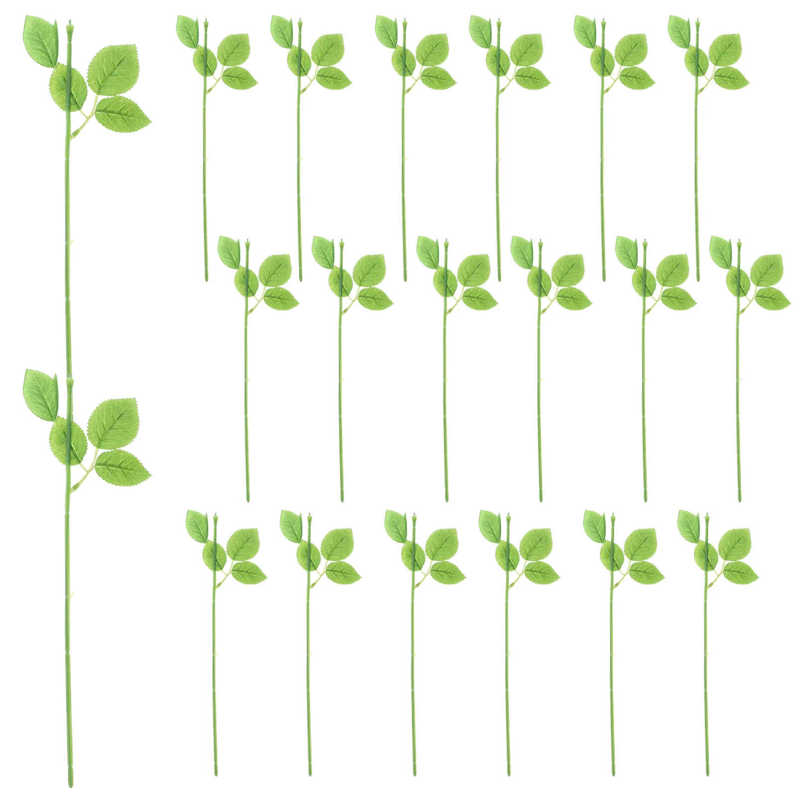 

30pcs Rose Flower Stem Single Branch with Leaves Rose Stem Plastic Rose Decorative Stem floral stem with leaves