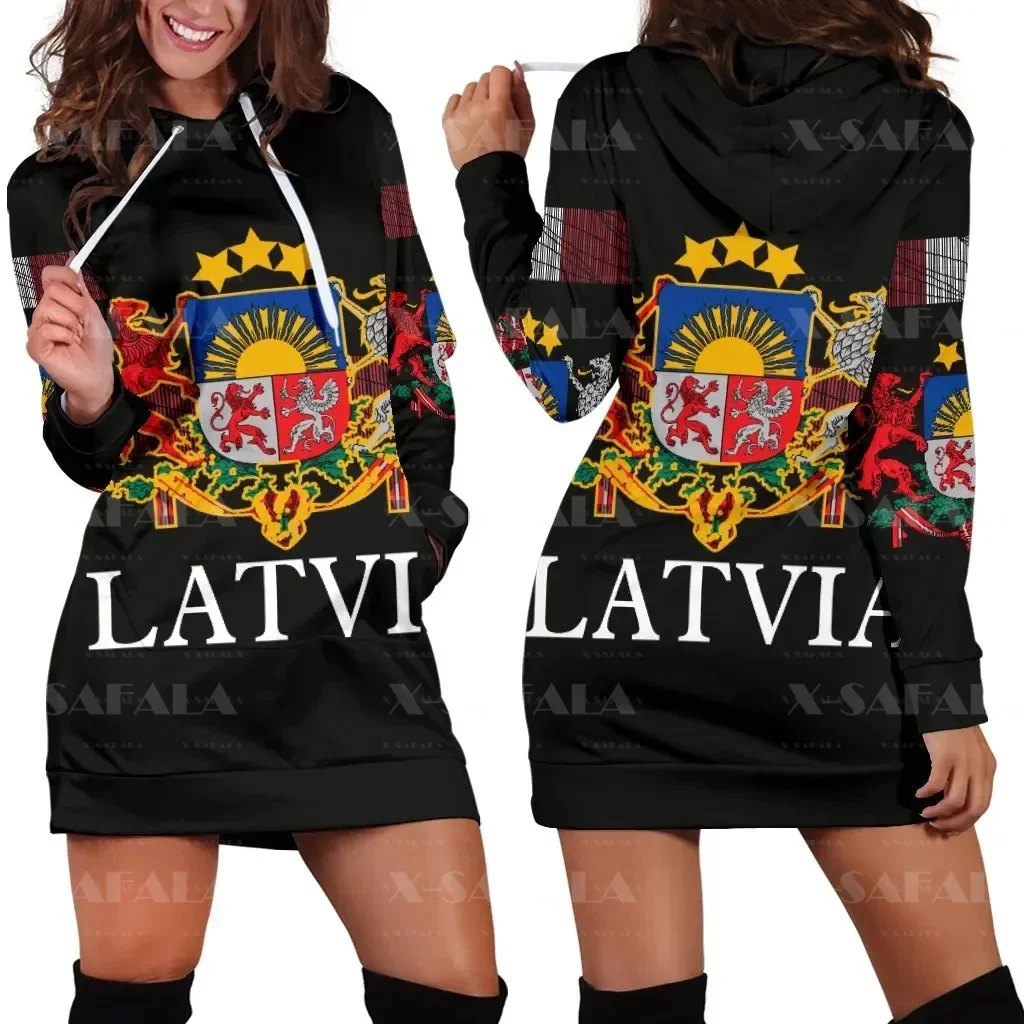 

Latvia Flag Of Coat Of Arms 3D Print Fashion Slim Hoodies Dress Women Casual Wear Long Sleeve Hooded Sweatshirt Pullover