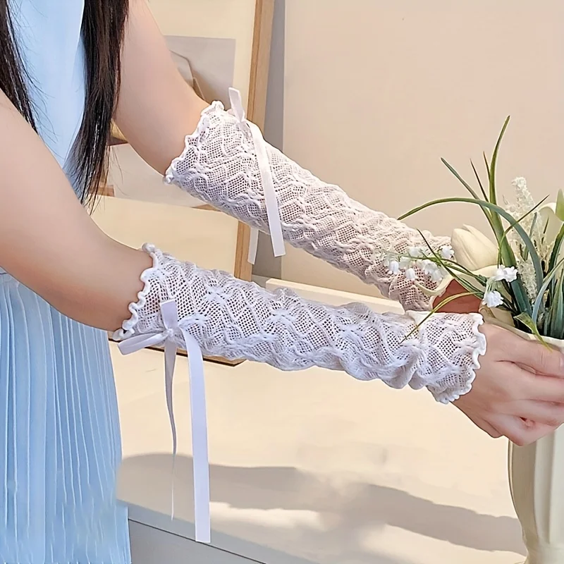 Ladies' Black Long Gloves Lolita Lace Subculture Women's Strap Hand Sleeve Sleeves Hot Girl y2k Lolita Ballet Style view 4