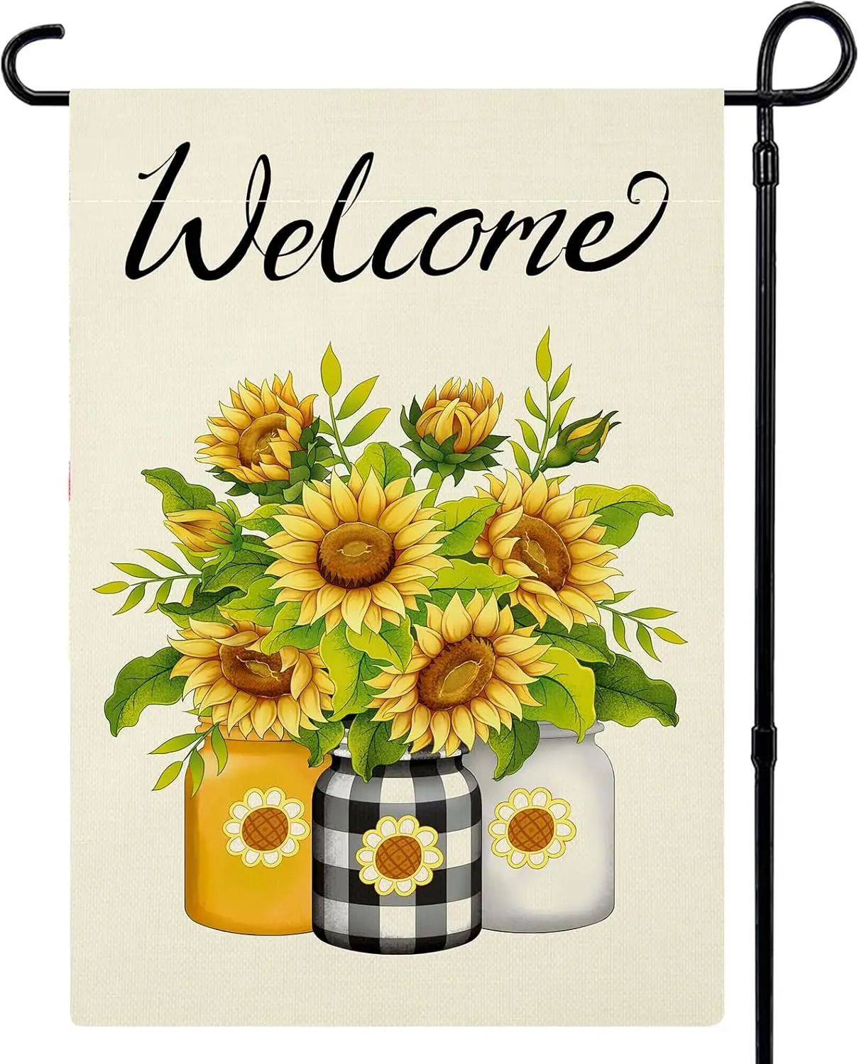 Summer Garden Flag 12x18 Inch Double Sided Sunflower Summer Flag Mason Jar for Yard Outdoor Seasonal Floral Decoration