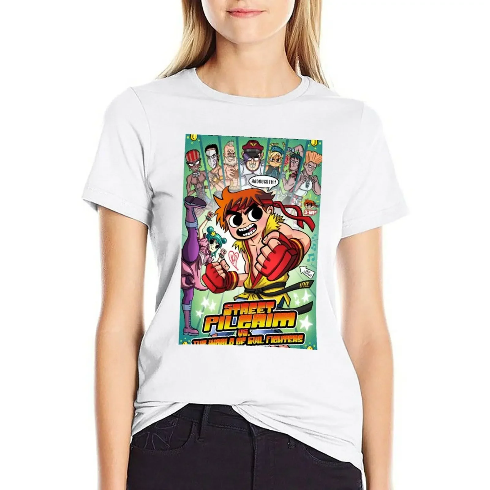 STREET PILGRIM VS. THE WORLD OF EVIL FIGHTERS T-shirt kawaii clothes summer tops cotton t shirts Women