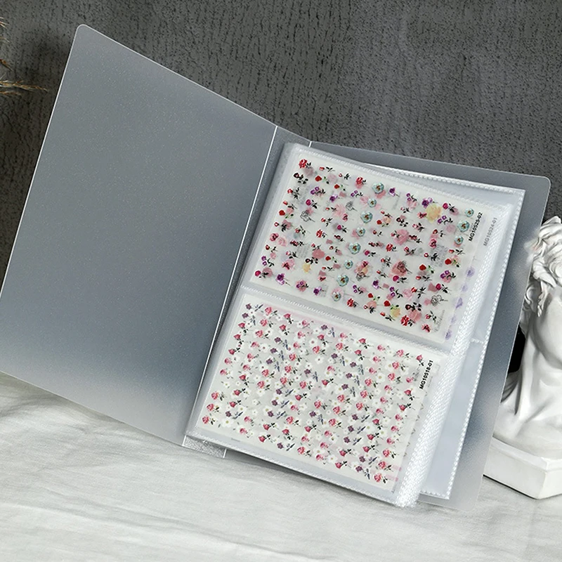 ネイルアート用透明ステッカーアルバム,20ページ,収納パック,ディスプレイホルダー,防塵,マット