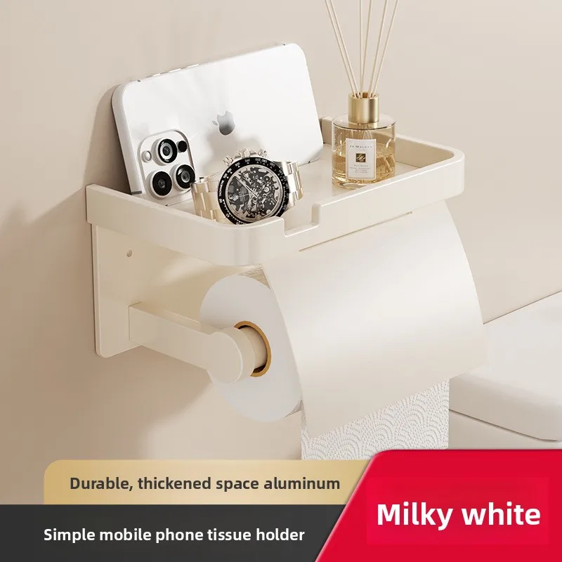 

No-Drilling Wall Toilet Paper Holder Bathroom Tissue Box Roll & Drawer Tissue Storage Shelf