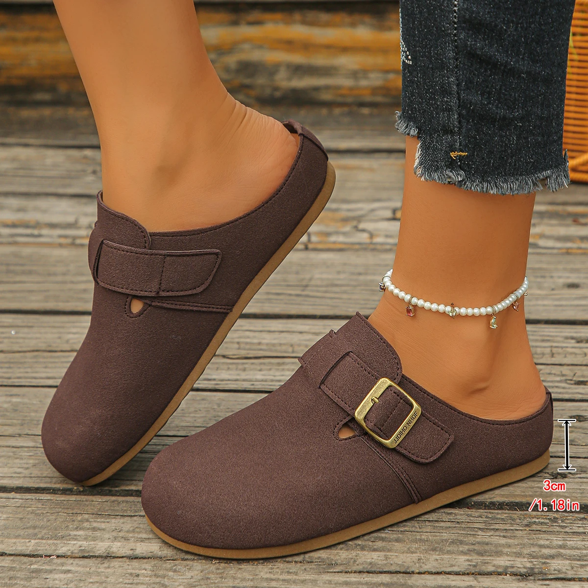 Frühling/Herbst Elegante Baotou Sexy Flache Mules Modische Bestseller Neue Bequeme Übergrößen Damenschuhe – Detail 10