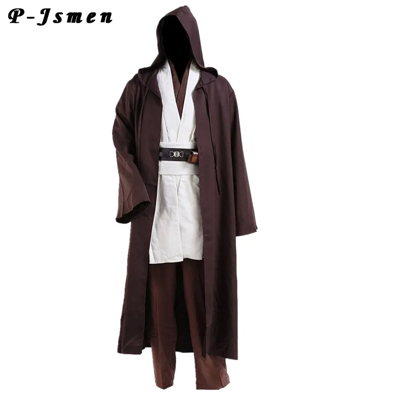 P-Jsmen Movie Star Robe Obi Wan Cosplay Costume Tunic Robe Full Set Halloween Hooded Cloak Robe Uniform For Unisex Big Size XXXL