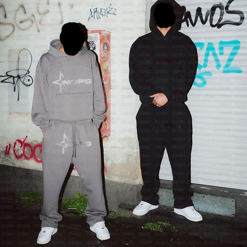 Imagen 2 del producto NOFS Bordado de letras marca de moda Sudadera con capucha holgada de gran tamaño Y2K ropa informal estilo hip-hop mujeres jerseys Casual Top pantalones ropa deportiva