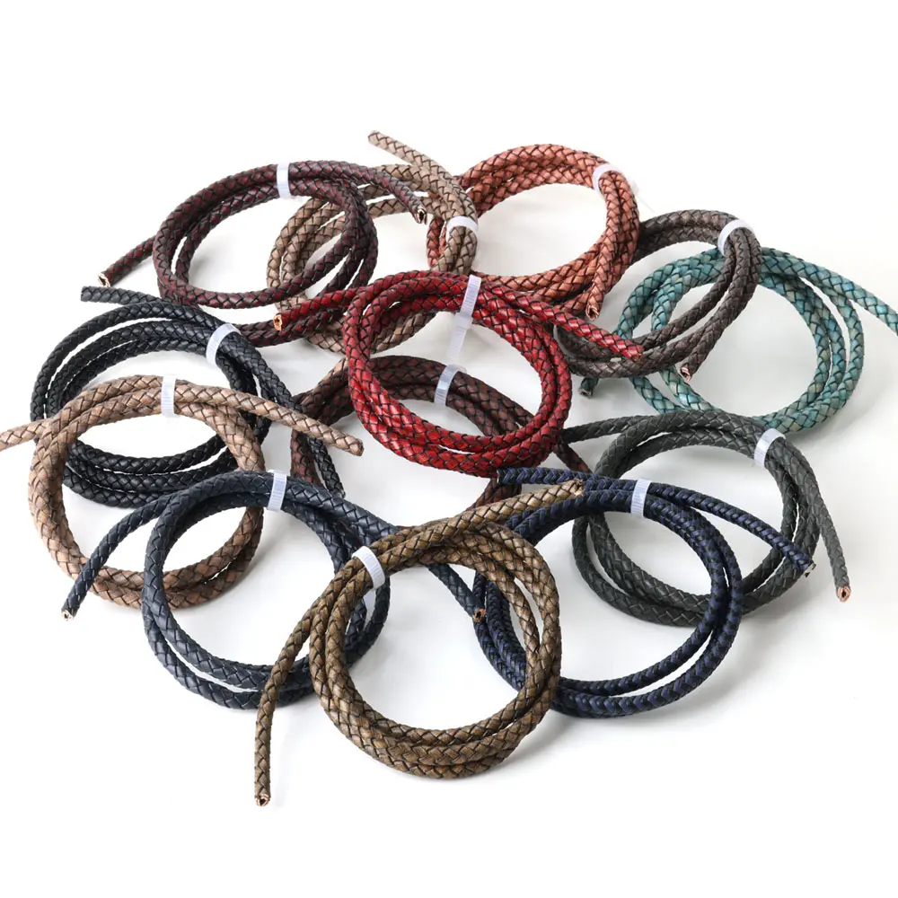 

1 meter/roll 6MM Retro Genuine Braided Leather Cord for Jewelry Making