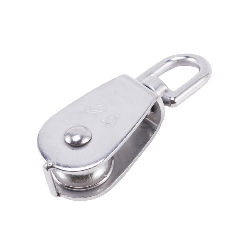 Bloque de polea simple de 8 piezas de 25 mm en rodillo de polea M25 de acero inoxidable 304 que carga 400 kg - Plata