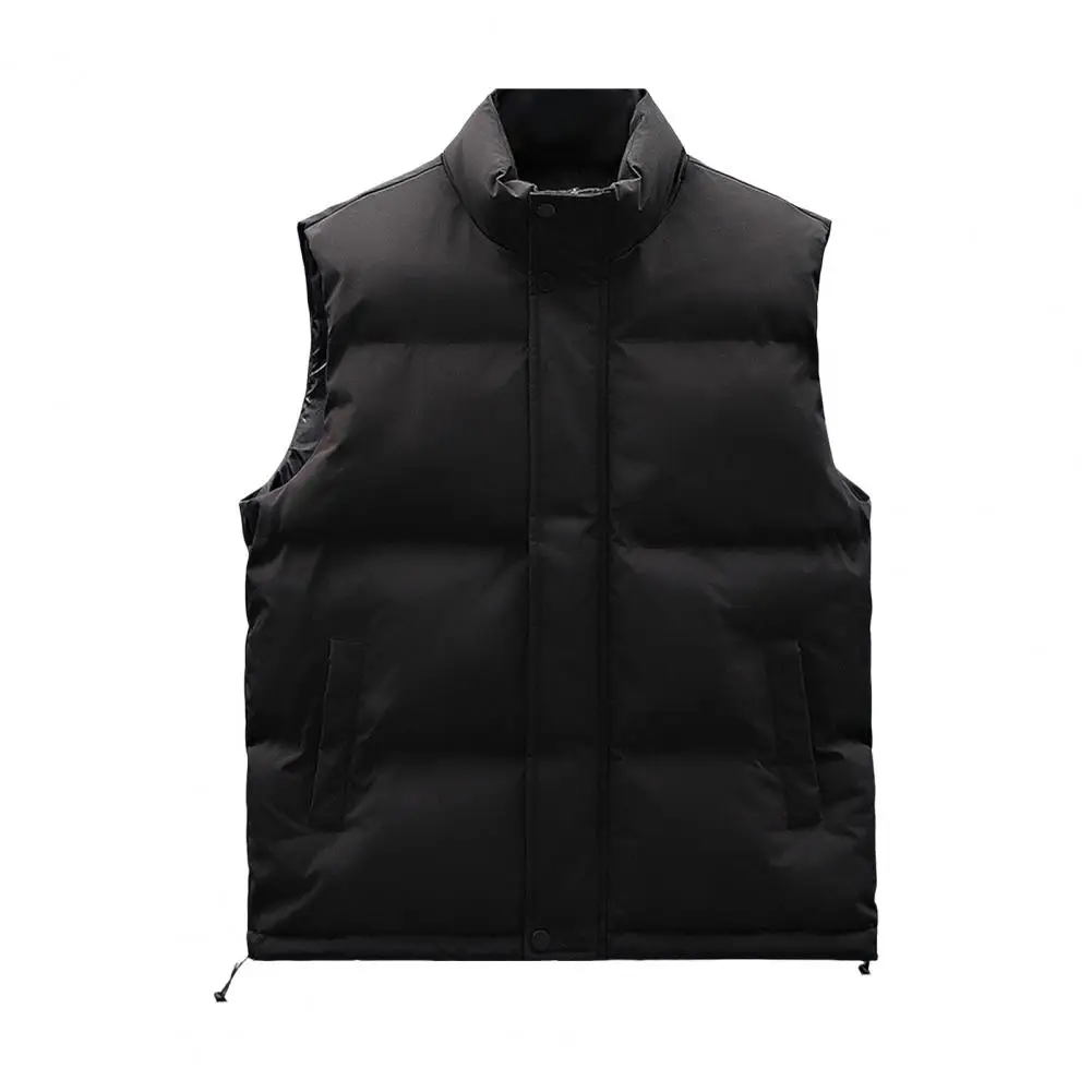 Men Form-fitting Vest Men's Stand Collar Sleeveless Winter Jacket with Pockets Thickened Outerwear for Warmth Style Men Solid