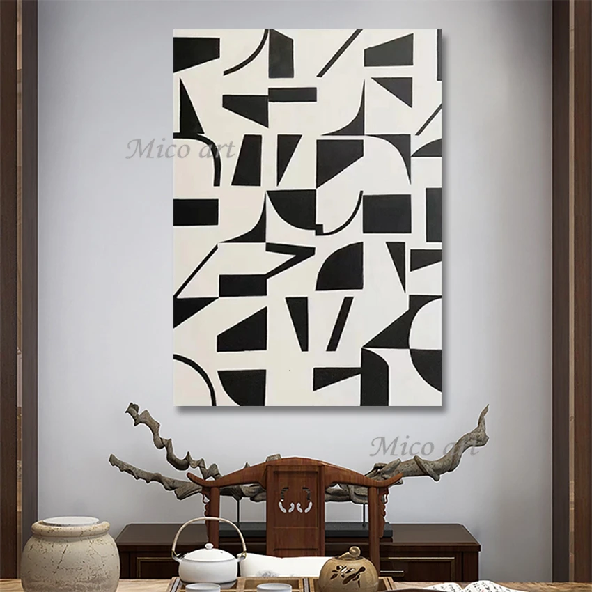 

Modern Hand-painted Acrylic Artwork, Wall Art, Canvas Picture, Abstract Geometry Idea, Oil Painting, Restaurant Decorative