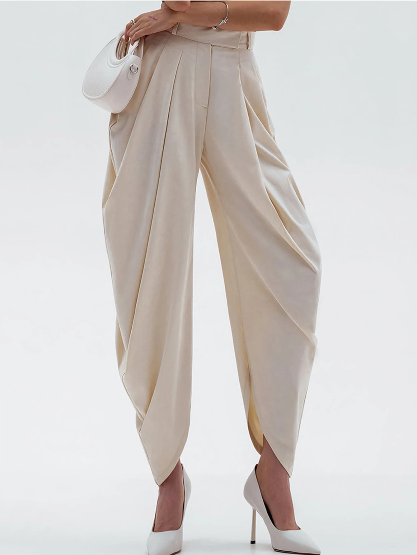 بنطال كاجوال مستقيم الساق بطول كامل يناسب منتصف الخصر للنساء، بنطال فضفاض مريح #3